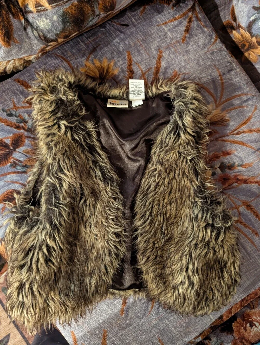Vintage Mudd Girls Faux Fur Vest in Brown Small